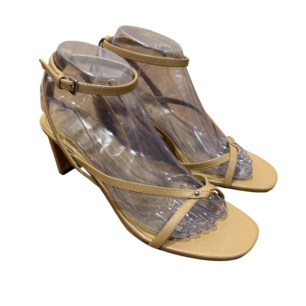 Vince Marilyn Ankle Strap Sandal Light Sable Tan Leather Heel 8M Elegant Neutral